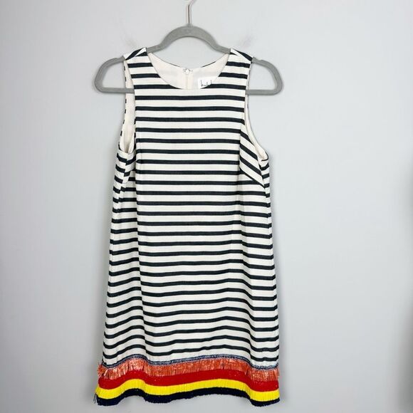 NICOLE MILLER NEW YORK | Stripe Mini Dress Multicolor Tassle Trim Women’s Size 2 - Picture 1 of 9